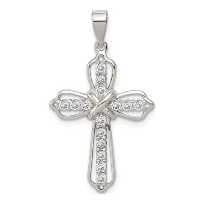 Sterling Silver CZ Cross Pendant