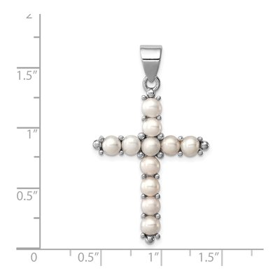 Sterling Silver Freshwater Cultured Pearl Cross Pendant – view 3
