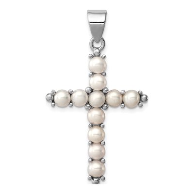 Sterling Silver Freshwater Cultured Pearl Cross Pendant