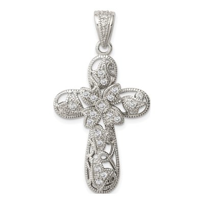 Sterling Silver CZ Cross Pendant