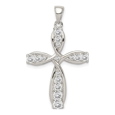 Sterling Silver CZ Cross Pendant