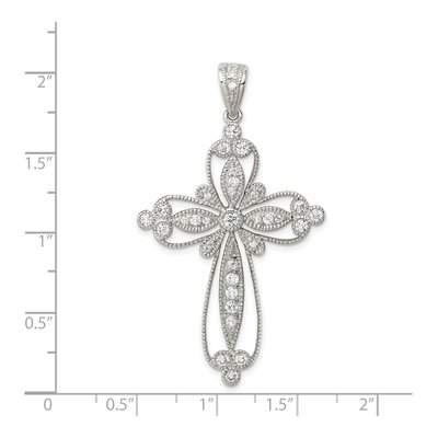 Sterling Silver CZ Filigree Cross Pendant – view 4