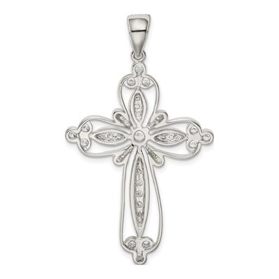 Sterling Silver CZ Filigree Cross Pendant – view 5