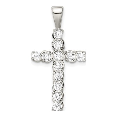 Sterling Silver CZ Latin Cross Pendant