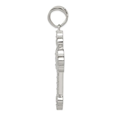 Sterling Silver CZ Budded Cross Pendant – view 3