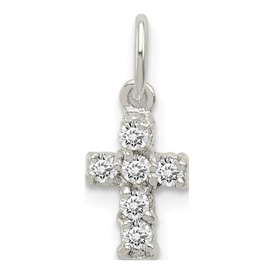 Sterling Silver CZ Cross for Kids Charm