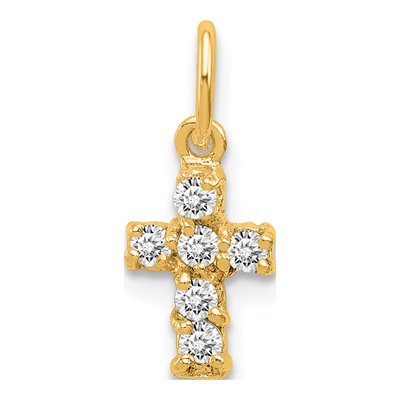 Gold-Plated Sterling Silver CZ Cross for Kids Charm