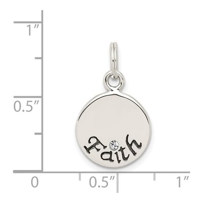Sterling Silver Crystal Antiqued Stellux Faith Charm – view 4