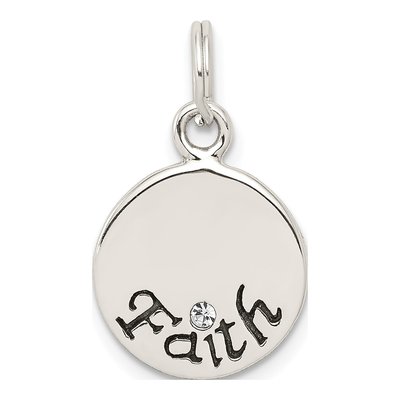 Sterling Silver Crystal Antiqued Stellux Faith Charm