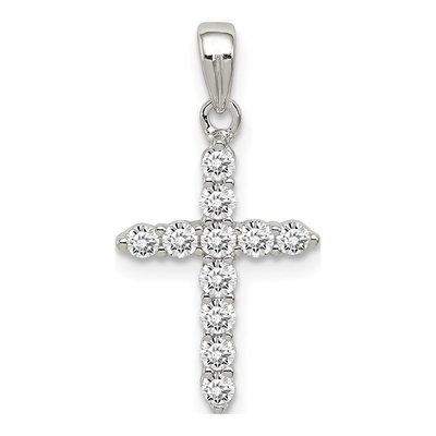 Sterling Silver CZ Kids' Cross Pendant