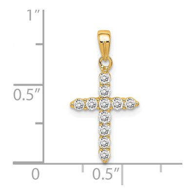 Gold-Plated Sterling Silver CZ Girls' Cross Pendant – view 4