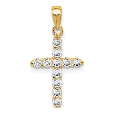 Gold-Plated Sterling Silver CZ Girls' Cross Pendant