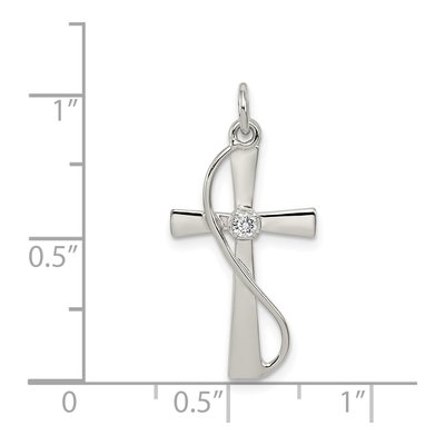 Sterling Silver CZ Cross Pendant – view 4