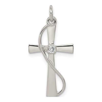 Sterling Silver CZ Cross Pendant