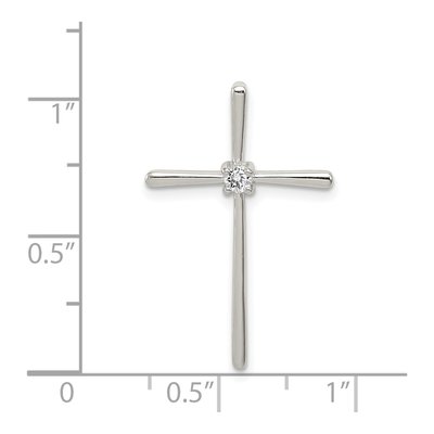 Sterling Silver CZ Cross Slide Pendant – view 4