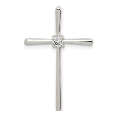 Sterling Silver CZ Cross Slide Pendant