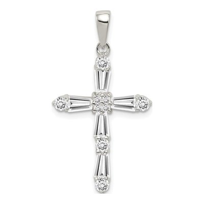 Sterling Silver CZ Cross Pendant