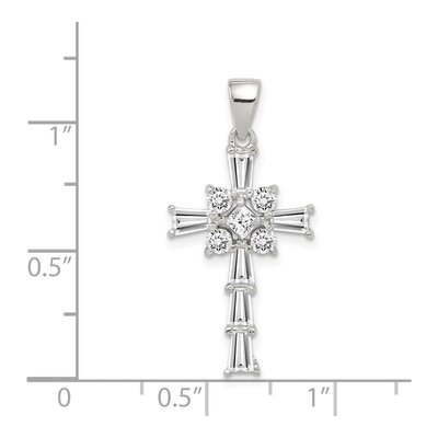 Sterling Silver CZ Latin Cross Pendant – view 4