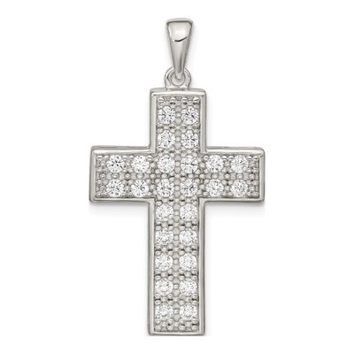 Sterling Silver CZ Latin Cross Pendant