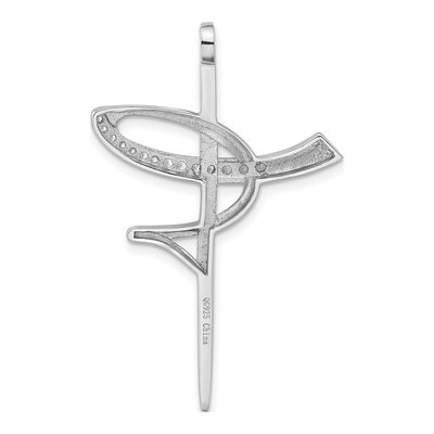 Sterling Silver CZ Cross Pendant – view 4