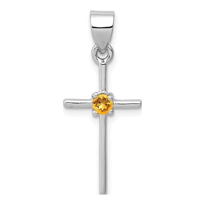 Sterling Silver Citrine Cross Pendant