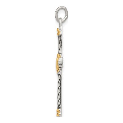 Gold-Plated Sterling Silver Antiqued Cross Pendant – view 3