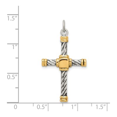 Gold-Plated Sterling Silver Antiqued Cross Pendant – view 4
