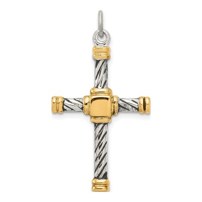 Gold-Plated Sterling Silver Antiqued Cross Pendant