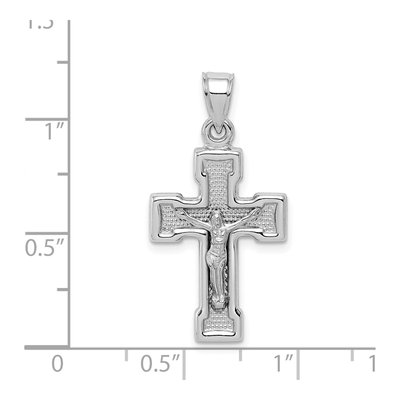 Sterling Silver Rhodium-Plated Hollow Crucifix Pendant – view 5