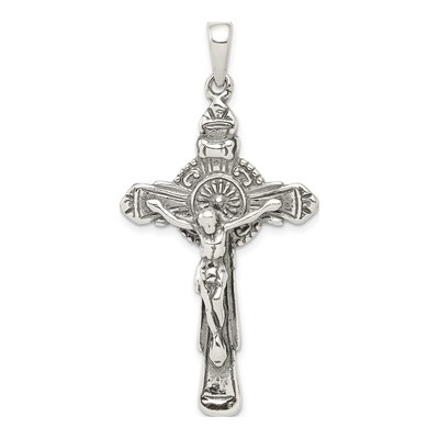 Sterling Silver Antiqued Iona Crucifix Pendant