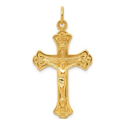 Gold-Plated Sterling Silver INRI Crucifix Pendant