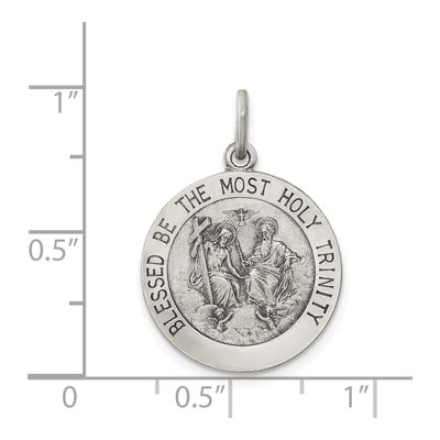 Sterling Silver Antiqued Holy Trinity Medal Pendant – view 4