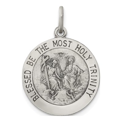 Sterling Silver Antiqued Holy Trinity Medal Pendant