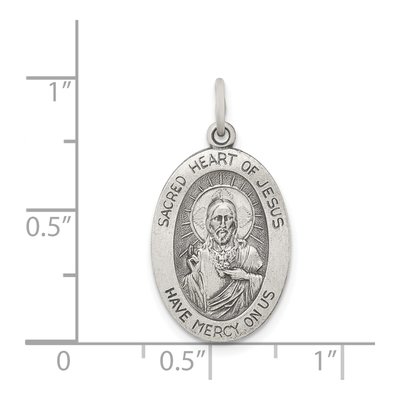 Sterling Silver Sacred Heart Medal Pendant – view 4