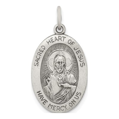 Sterling Silver Sacred Heart Medal Pendant