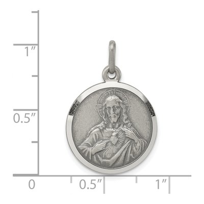 Sterling Silver Sacred Heart of Jesus Medal Pendant – view 5