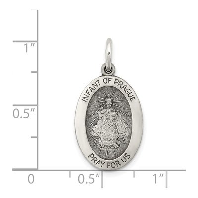Sterling Silver Antiqued Infant Of Prague Medal – view 4