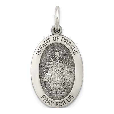 Sterling Silver Antiqued Infant Of Prague Medal