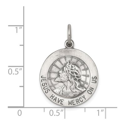 Sterling Silver Antiqued Jesus Have Mercy Medal Pendant – view 4
