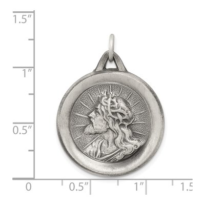 Sterling Silver Antiqued Jesus Medal Pendant – view 4
