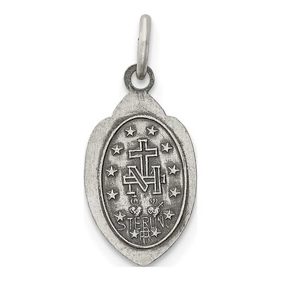 Sterling Silver Antiqued Miraculous Medal Pendant – view 5