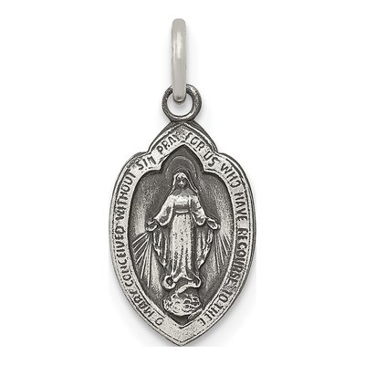 Sterling Silver Antiqued Miraculous Medal Pendant