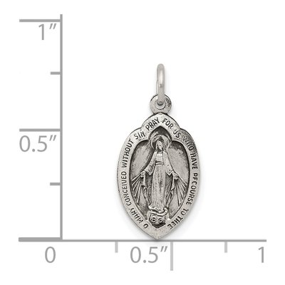 Sterling Silver Antiqued Miraculous Medal Pendant – view 4