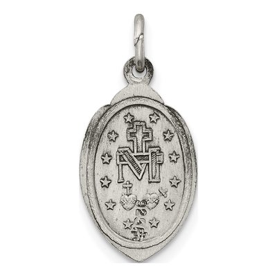 Sterling Silver Antiqued Miraculous Medal Pendant – view 5