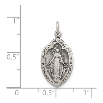 Sterling Silver Antiqued Miraculous Medal Pendant – view 4