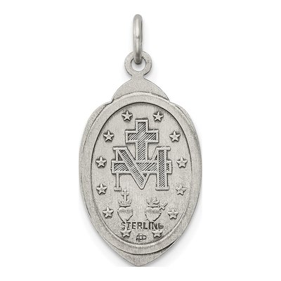 Sterling Silver Antiqued Miraculous Medal Pendant – view 5