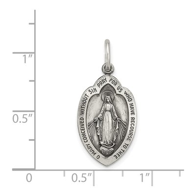 Sterling Silver Antiqued Miraculous Medal Pendant – view 4