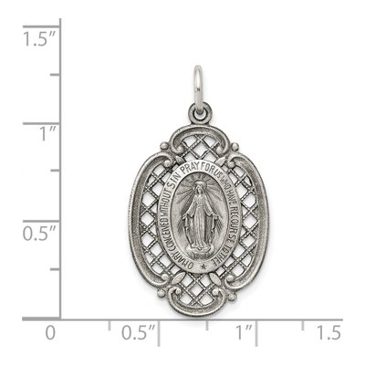 Sterling Silver Antiqued Miraculous Medal Pendant – view 4