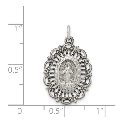 Sterling Silver Antiqued Miraculous Medal Pendant – view 4