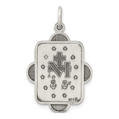 Sterling Silver Antiqued Miraculous Medal Pendant – view 4